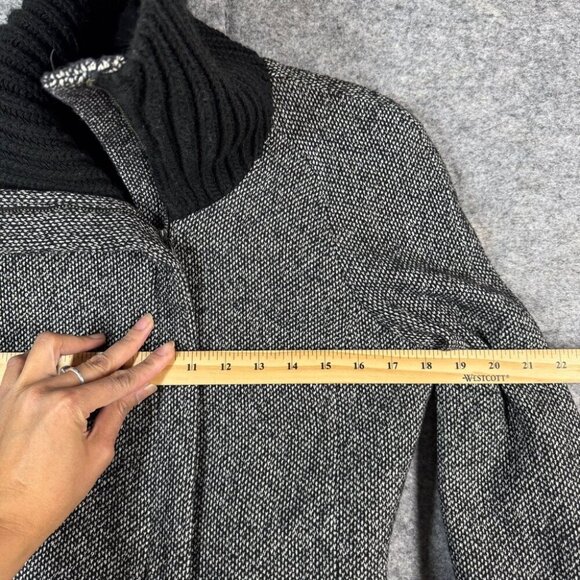 Mango Turtle High Neck Y2K Aesthetic Zip Up Gray Wool Belted Jacket Size 6 - Picture 10 of 16